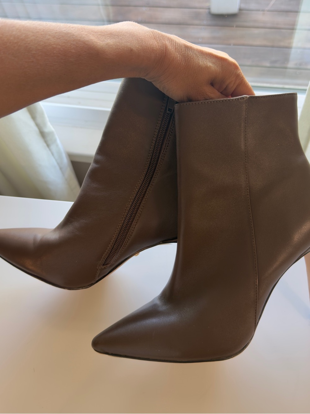RAYE Chocolate Brown Pointed Toe Ankle Booties